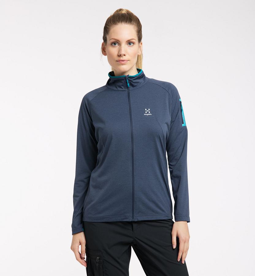 Haglöfs Mirre Mid Layer Blue For Womens WEMZK3476 Australia